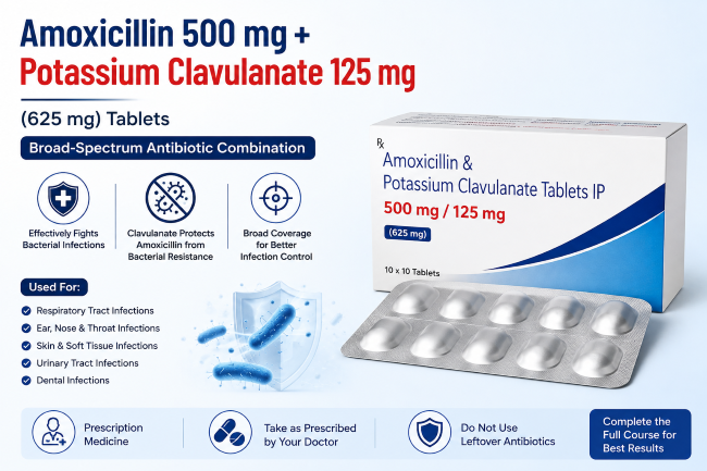 Amoxicillin 500 mg + Potassium Clavulanate 125 mg Uses, Dosage, Side Effects & Safety Guide