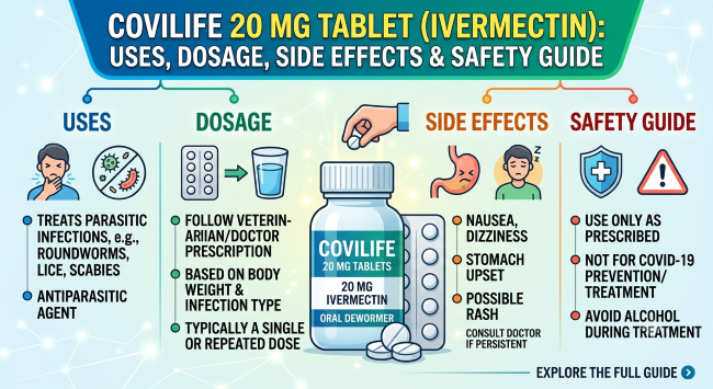 Covilife 20 mg Tablet (Ivermectin): Uses, Dosage, Side Effects & Safety Guide