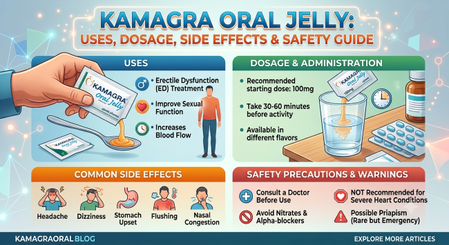 Kamagra Oral Jelly: Uses, Dosage, Side Effects & Safety Guide