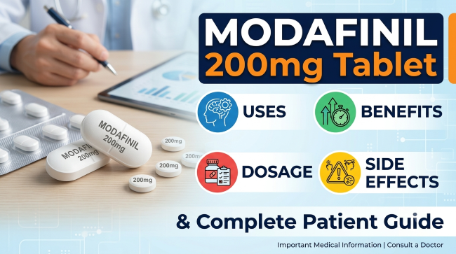 Modafinil 200mg Tablet: Uses, Benefits, Dosage, Side Effects & Complete Patient Guide