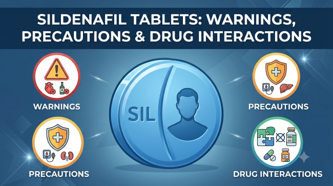 Sildenafil 100mg Tablets Warnings, Precautions & Drug Interactions