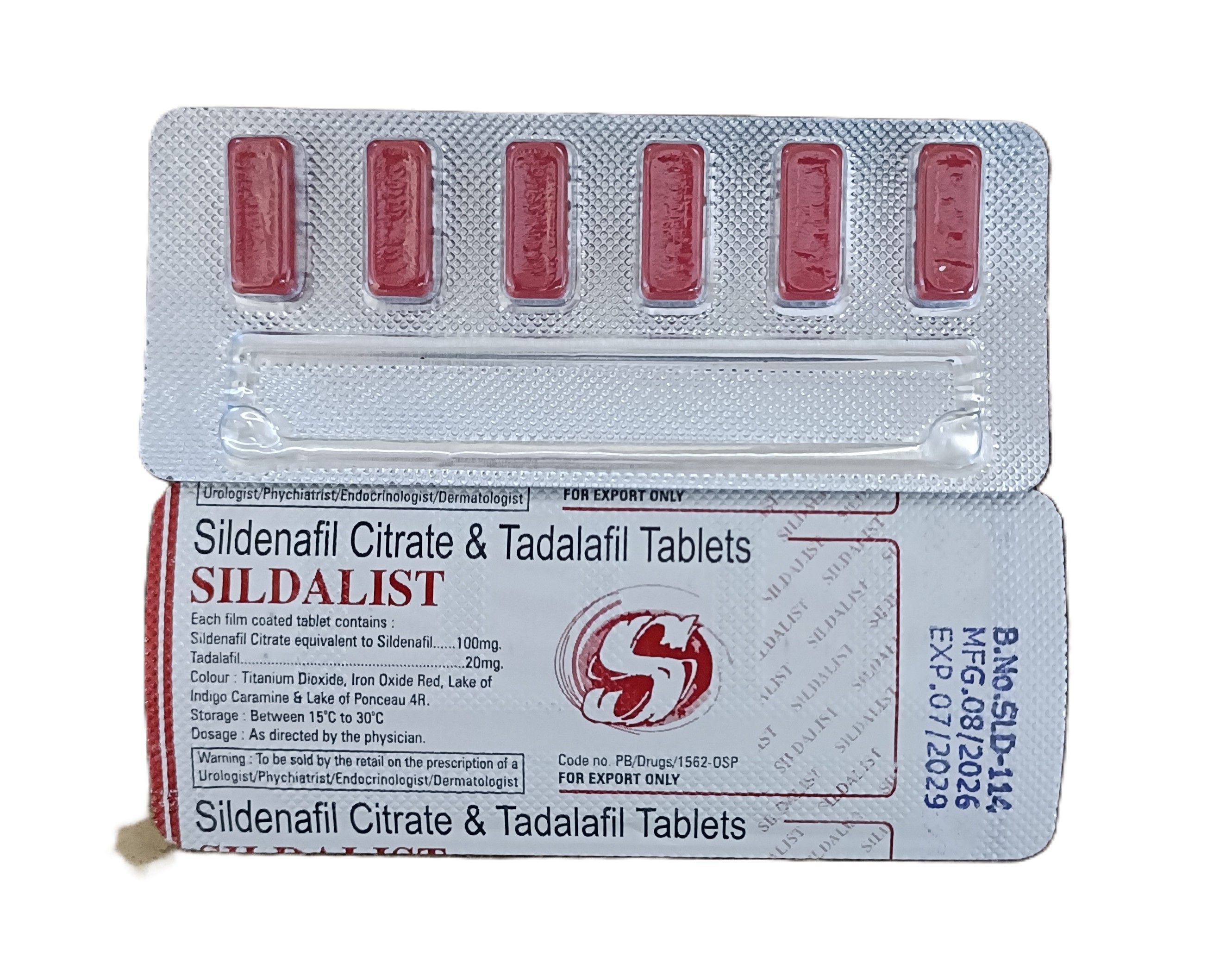 Sildalista 120 (Sildenafil 100mg and Tadalafil 20mg)